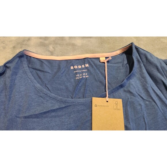 Boden Women's Size 8 Denim Blue Smocked Cuff Supersoft Top NWT - Picture 4 of 8